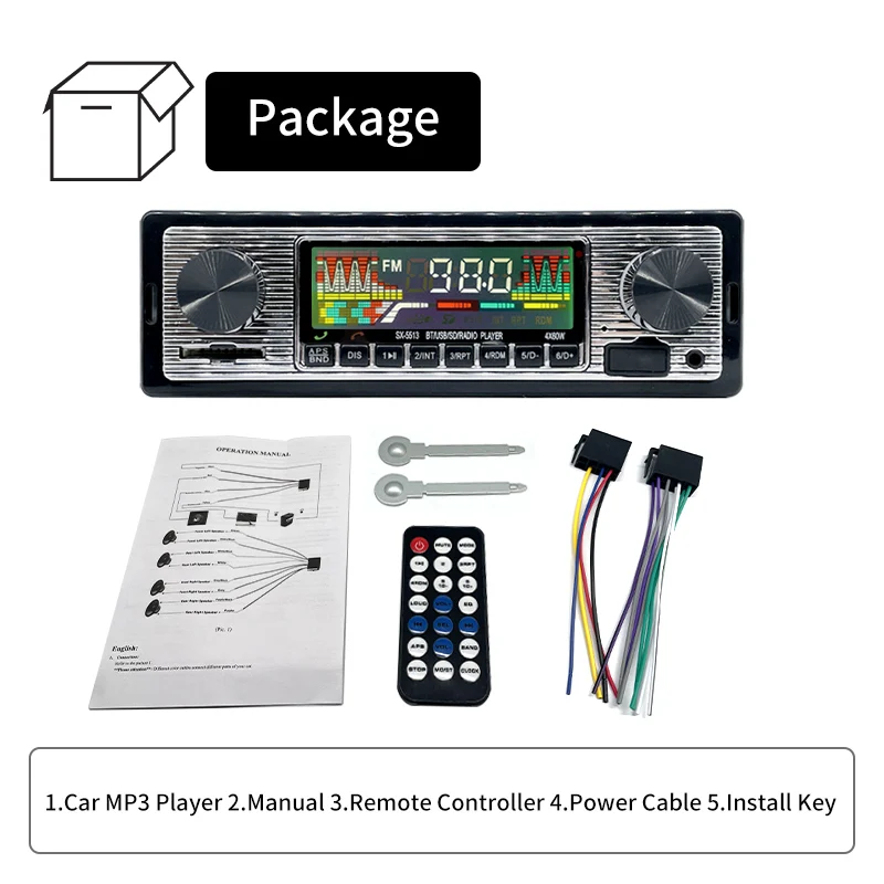 Hippcron Автомагнитола 1 DIN стерео FM Bluetooth MP3 аудио плеер сотовый телефон гарнитура