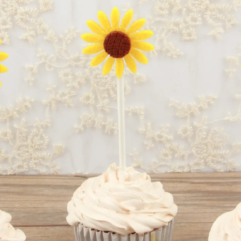 

3pcs Sun Flower Cake Topper Flags Cake Decoration For Family Birthday Kids Baby Shower Party Cake Baking Decoration Supplies