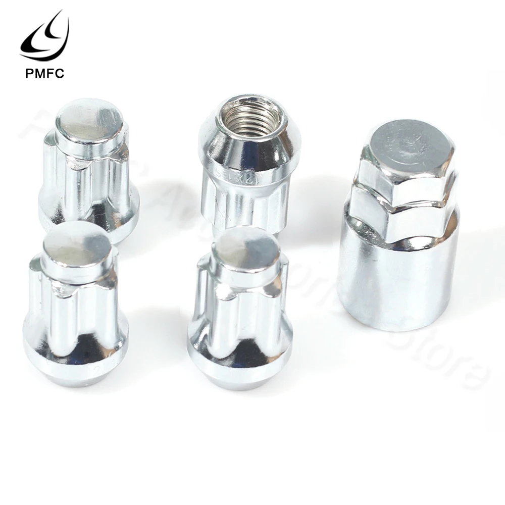 PMFC 4 Pcs 12x1.5mm Alloy Locking Wheel Nuts 60 degree Tapered Security Bolts With Key Anti Theft Racing Car Replacement Parts | Автомобили