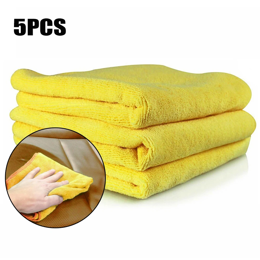 

5pcs/set Towel 40 x 40cm 300GSM Microfiber Drying Dishcloth Cleaner Yellow