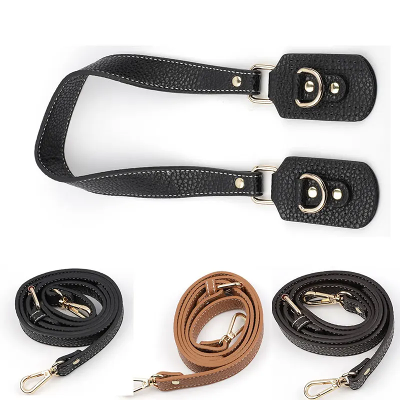 

Handmade 3PCS Set Lychee Pattern Bucket Bag Accessory Set Solid Color PU Leather Bag Bottom Woven Set Women Bag Shoulder Strap