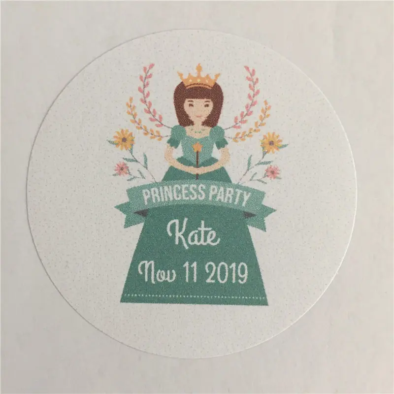 sticker254 100 шт. пользовательские принцесса день рождения клейкая наклейка персонализированные имя и подарок на свидание печать украшения этикетки - Цвет: sticker254