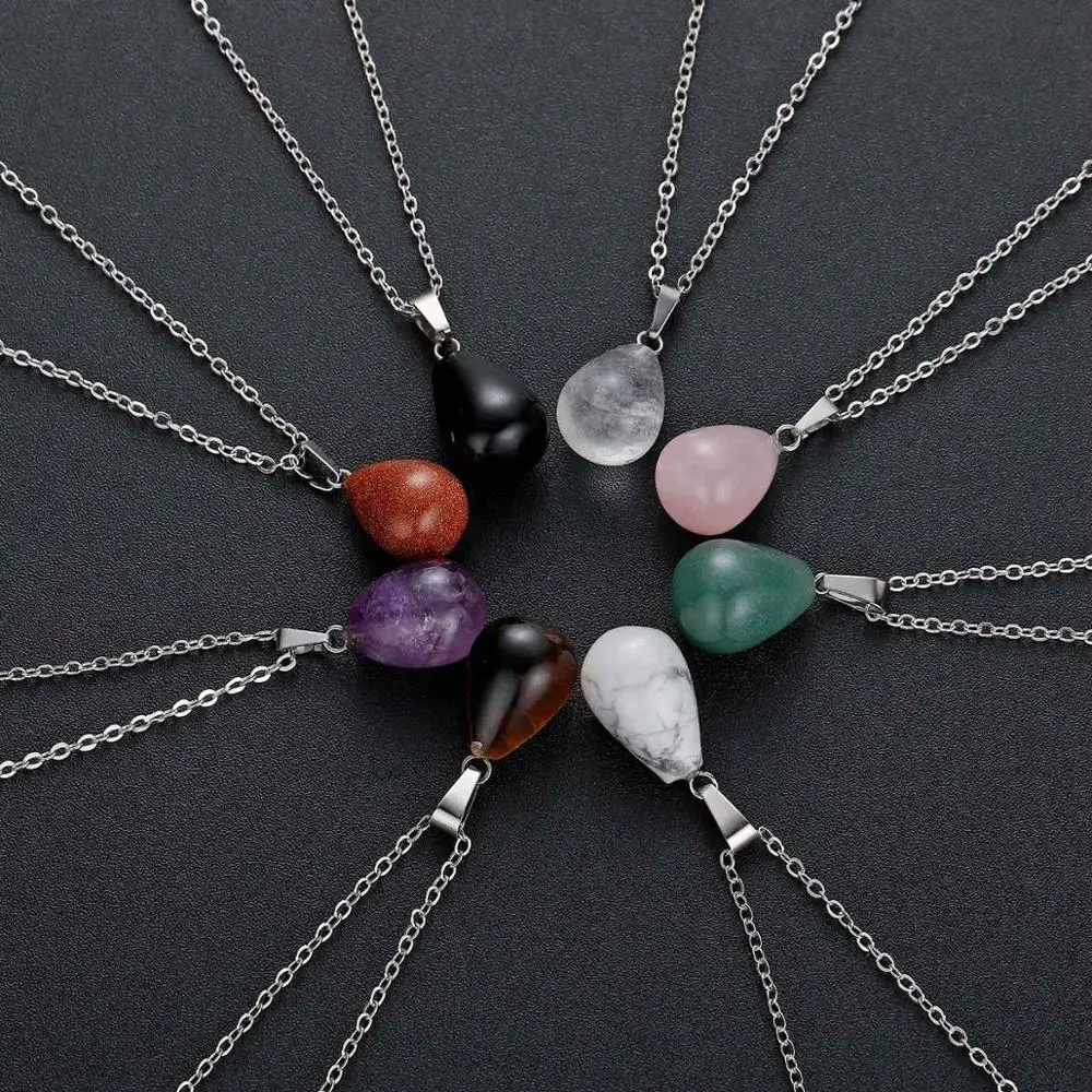 ASHMITA женский кулон в виде капли воды из натурального камня круглые подвески