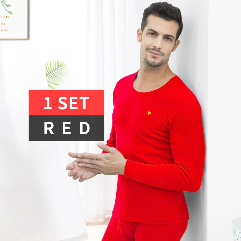SeeBest, мужское термобелье, набор для мужчин, хлопок, зимние кальсоны, 6XL, теплый костюм, внутренняя одежда, Мериносовая одежда, термо размера плюс Large 5XL 4XL XXXL XL L M - Цвет: MEN Red