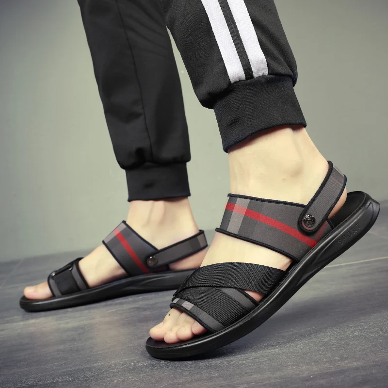 

WEH sandals for men 2020 trending summer outdoor leisure non-slip beach luxury sandal high quality soft sole dual-purpose sandal