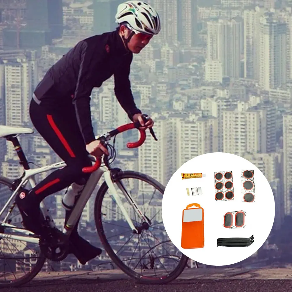 

Bicycle Tire Repair Tools Kit Cycling Tire Repair Rubber Patch Glue Lever Set Portable Motor Bike Cycling Mountain Easy To Carry