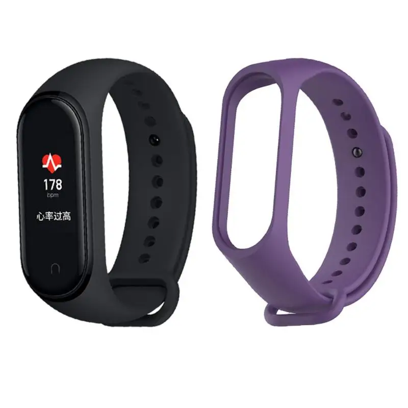 Add Purple Strap CN версия Xiaomi mi смарт-браслет 4 3 цвета AMOLED экран mi Band 4 фитнес-трекер Bluetooth спортивный водонепроницаемый браслет - Цвет: Add Purple Strap