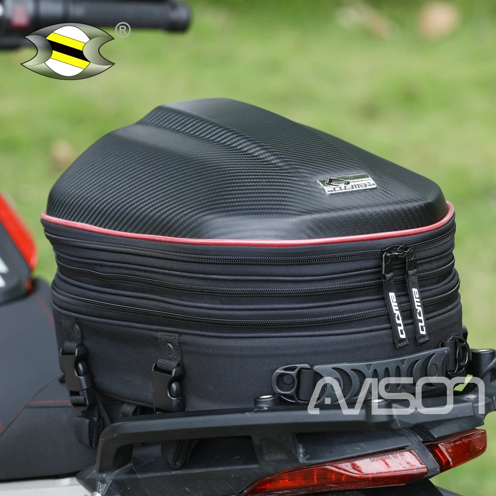Universal Motorcycle Tail Bag Tailbag Rear Pack Backseat Pack Backpack Crossbody Bag Kit Helmet Bag Waterproof PU Leather Cb1901 enlarge