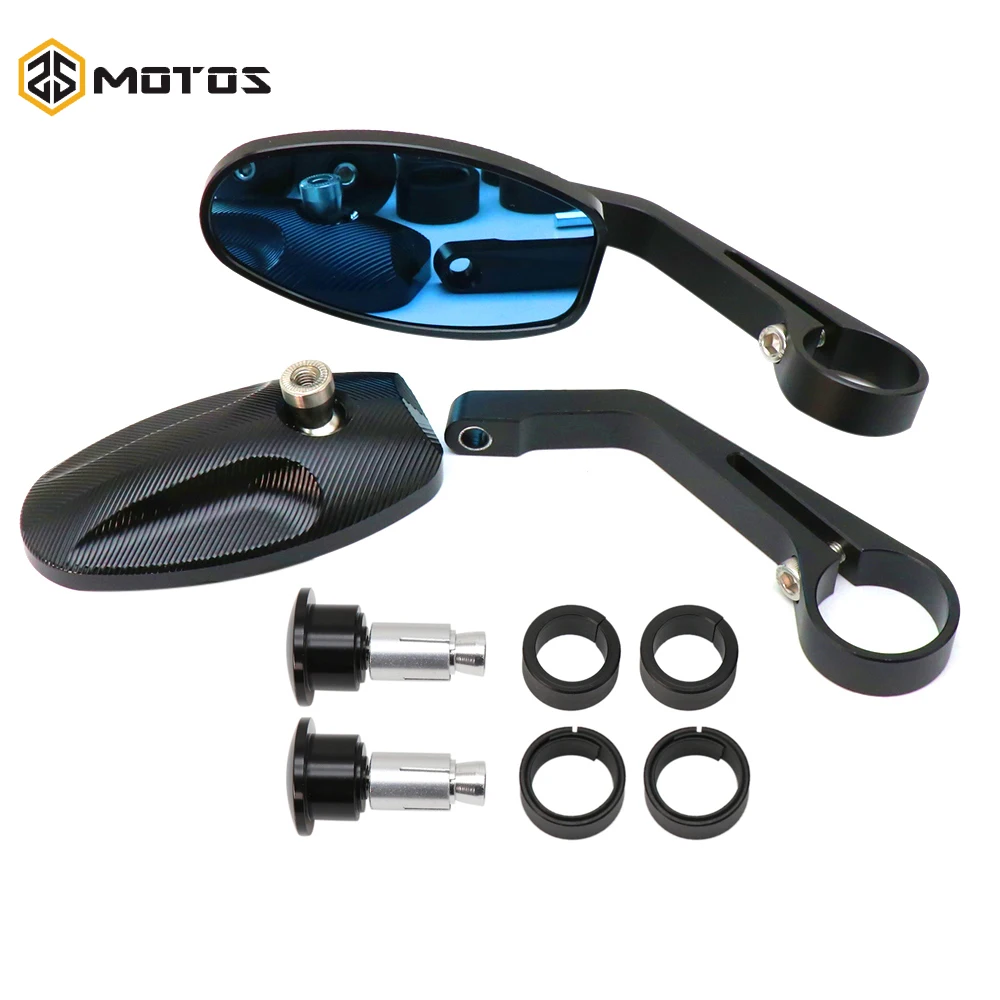 

ZS MOTOS 1 Pair 7/8" 22mm Universal Motorcycle Rear View Black 18mm Handle Bar End Side Rearview Mirrors moto Accessories