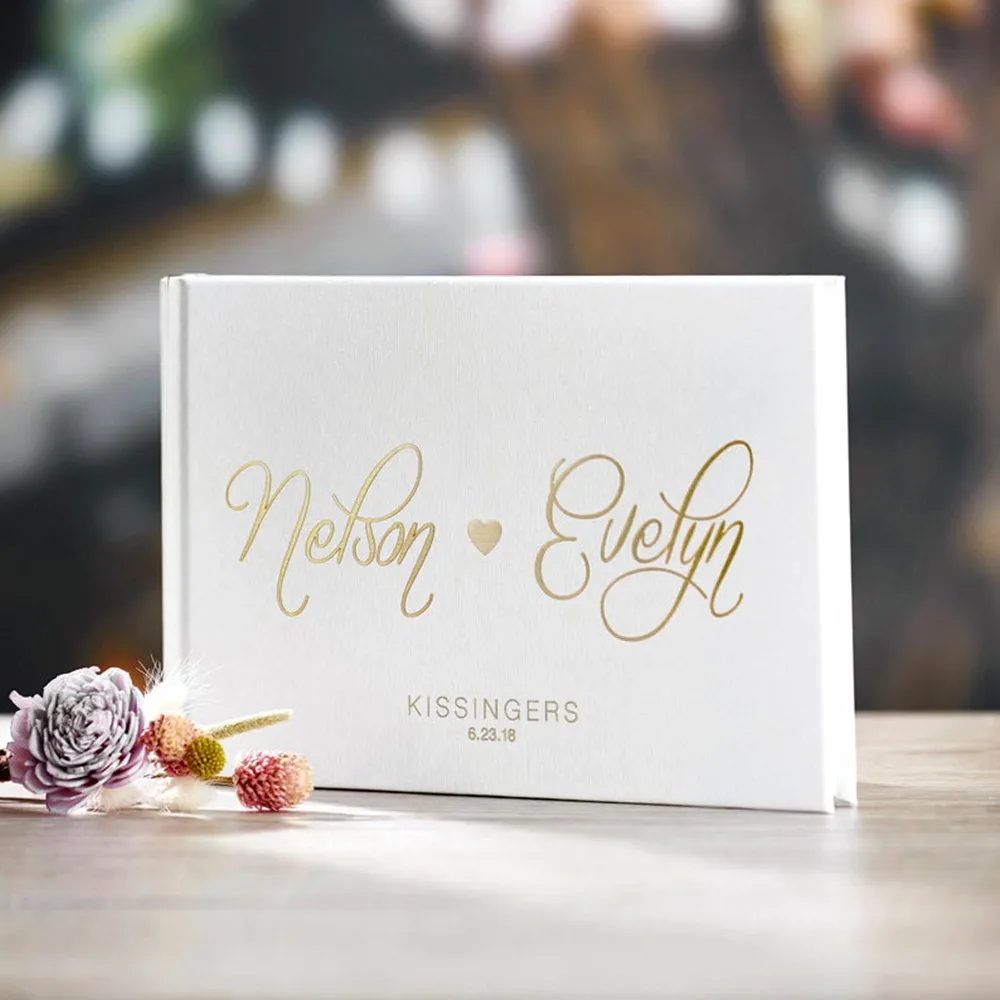 Пользовательская фольгированная Золотая свадебная книга для гостей
