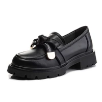 ciciyang new spring 2022 loafers womens shoes genuine leather mid heel rubber lady fashion asakuchi black