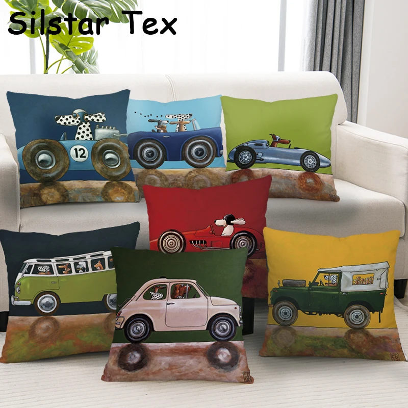 Silstar Tex масляная живопись Автомобильная Подушка Чехол собака Вождение смешная