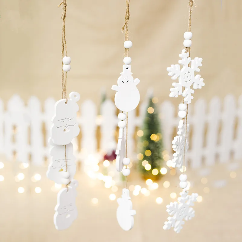 Белая деревянная подвеска для украшения рождественской елки в виде лося