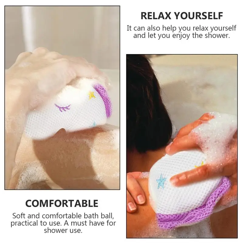 

2Pcs Mesh Exfoliating Sponges Unicorn Bath Shower Ball Sponge for Home (White)