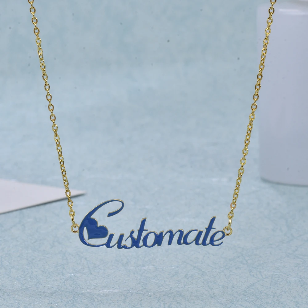 Hiyong Custom Enamel Name Earrings Women Name Necklace Personalized Custom Earrings Hip Hop Bamboo Hoop Earrings Mother's Gifts