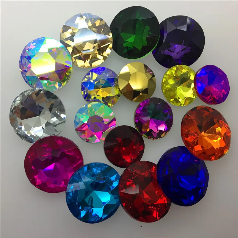 Baoshihua 35 мм большие круглые модные камни с плоским верхом стеклянные кристаллы 1216