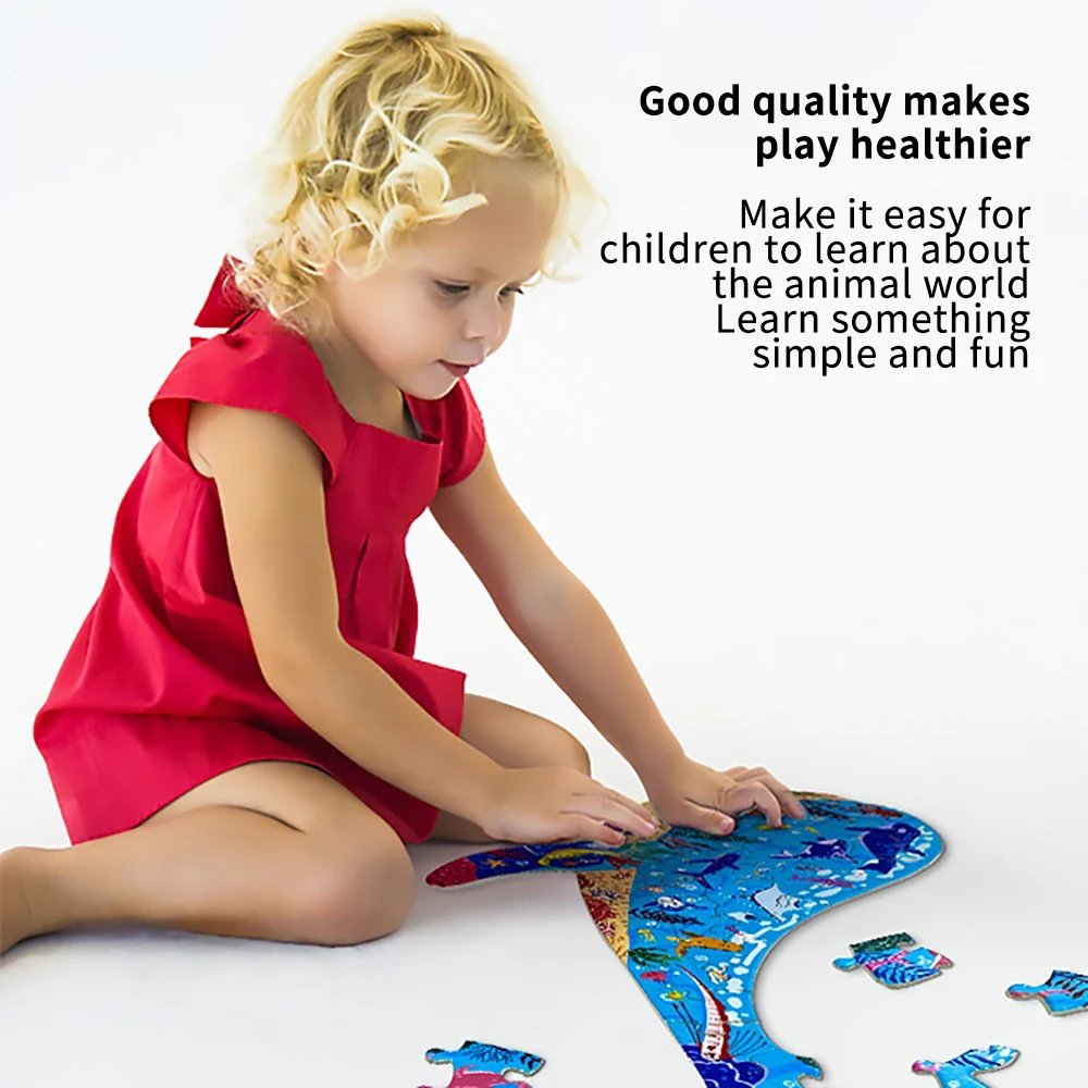 

Cartoon Baby Animal Jigsaw Puzzles Montessori Puzzle Box Educational Paper Puzzle Dinosaur Marine Shape Jigsaw Games Toy Set