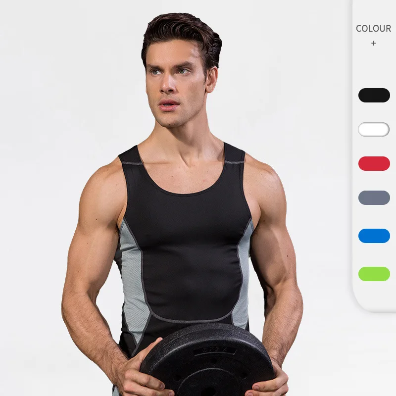 

New Bodybuilding Vest Color Collision Design Summer Comprehensive Training Sports Bottomed T-shirt Mens Sleeveless Tank Top