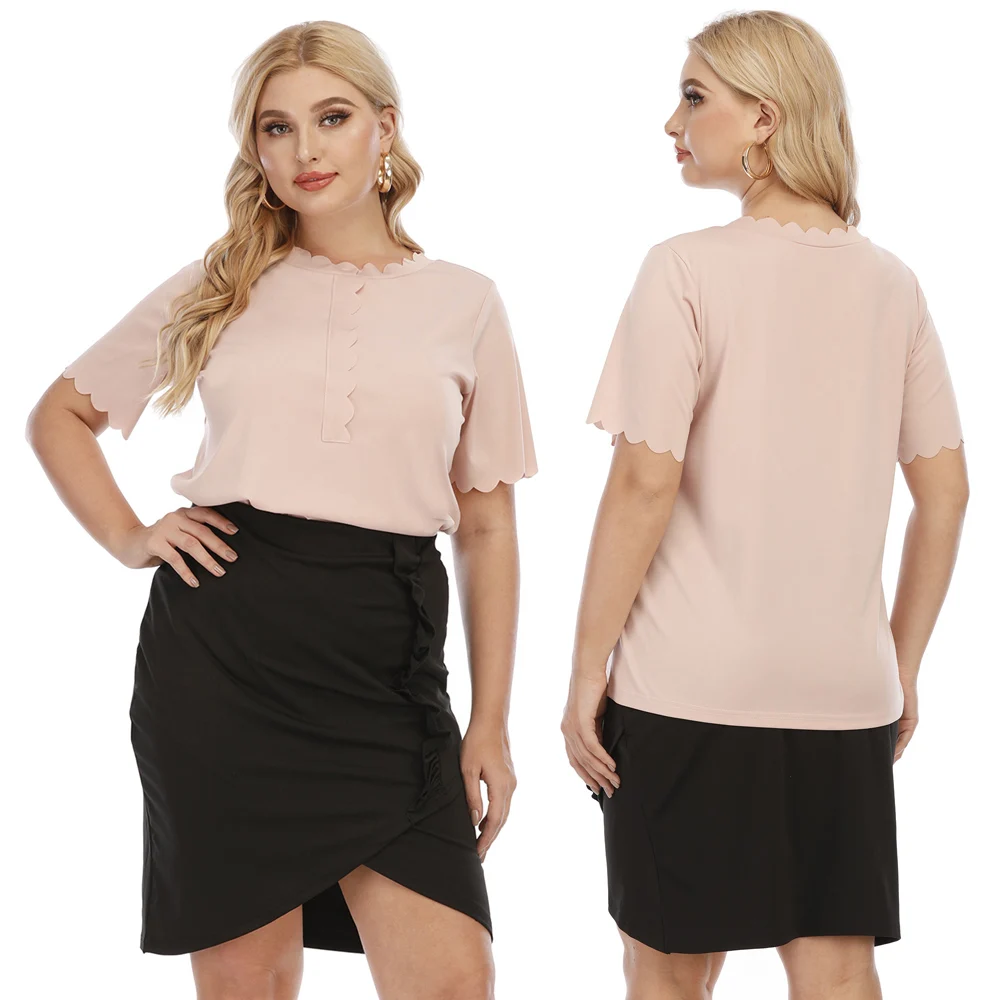 

2021 New Plus size Women Sets Short skirt T-shirt Clothes O-Neck Big Large Plussize Clothing For Female Solid Casual Wear