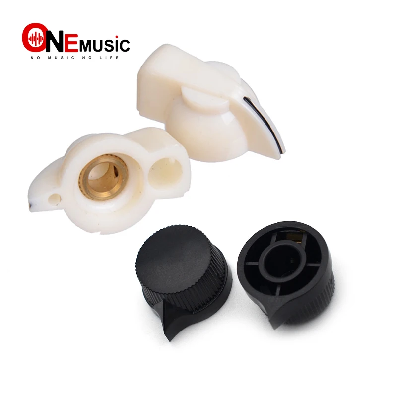 

60pcs 6.4mm 1/4" Shaft Guitar Effects Pedal Pointer Chicken Head Knob Black white