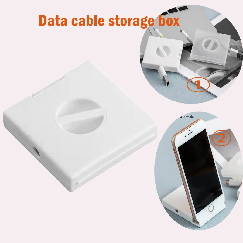 

2021 Cable Organizer Rotating Cable Winder Box Plastic Portable Wire Storage Case Phone Holder Mouse Wire Earphone Cord Storage