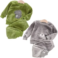 baby boy winter sets plush hooded jacket 2pcs childrens casual outfit suits kids arctic velvet tracksuit toddler girl clothing