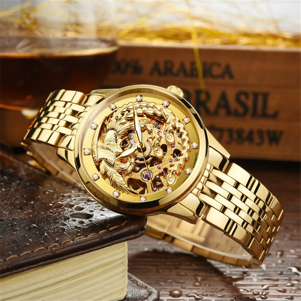 

AESOP Relogio Feminino Golden Skeleton Tourbillon Watch Women Automatic Mechanical Sapphire Crystal Wrist Watch Female Clock