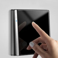 250v 1234gang 12way 8686mm classic black mirror tempered glass panel with indicator light wall switch lbb2