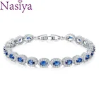 Овальный классический браслет с кубическим цирконием ААА для женщин, элегантный подарок на свадьбу, день рождения, три цвета