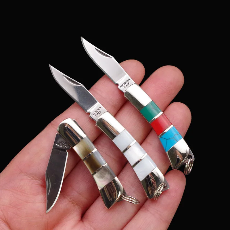 

High Quality Portable Stainless steel mini folding knife ladies self-defense fruit knife keychain