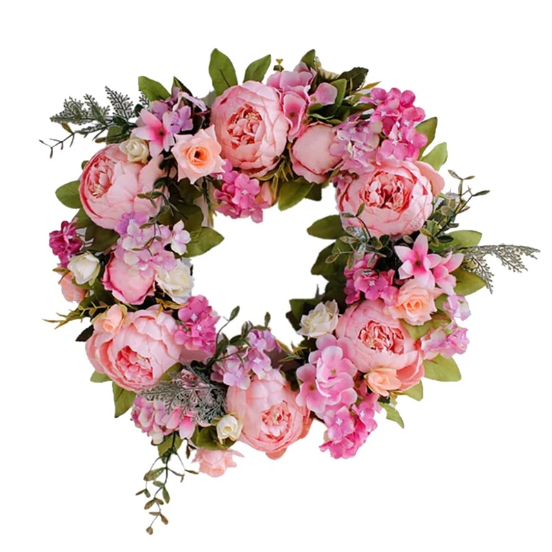 

Artificial Peony Flower Wreath for Spring and Summer All Seasons Floral Hanging for Farmhouse Office Home Wedding Decor