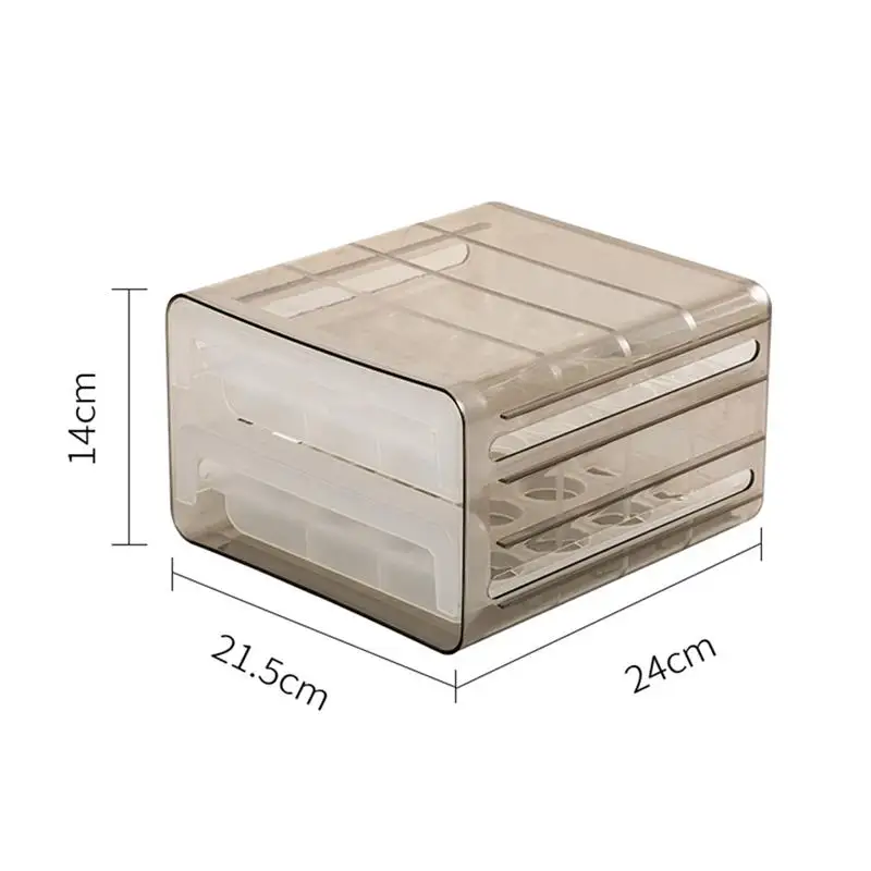 

Egg Storage Box Holder Organizer Kitchen Rectangular Refrigerator Double Drawer Type Plastic Clear Eggs Rack Container