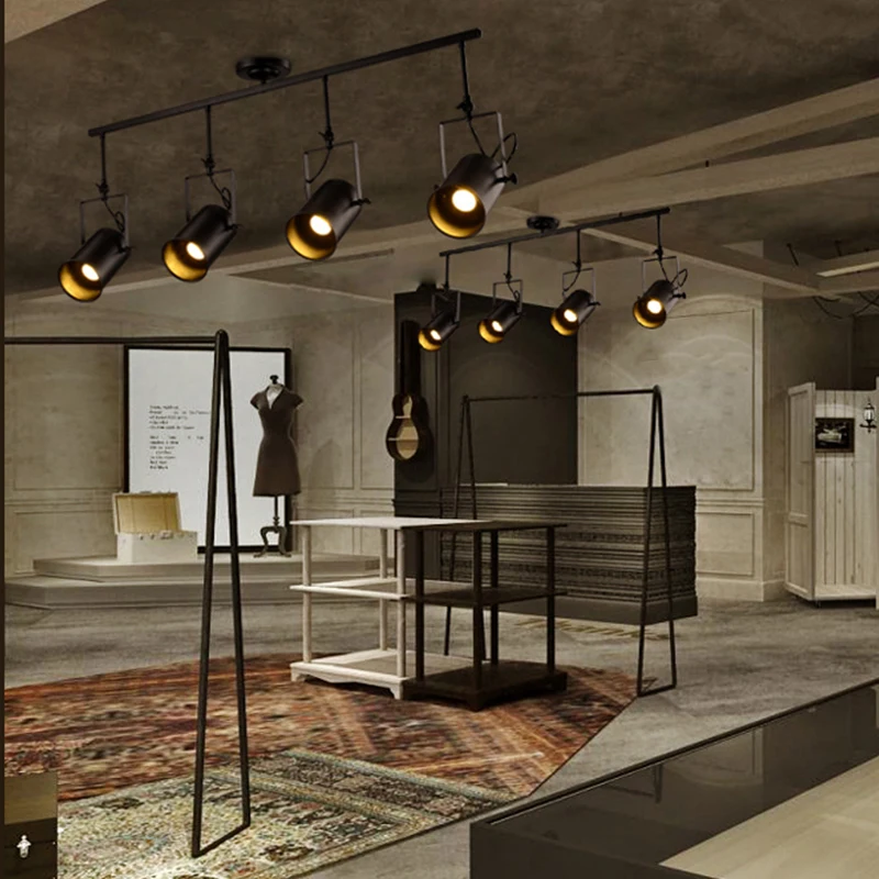 Лофт Промышленные светодиодные прожекторы Регулируемый черный подвесной