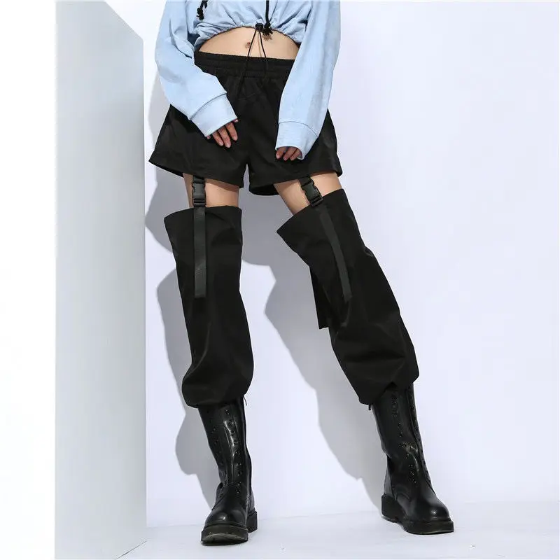 

2021 Fashion Detachable Two Ways of Wearing Stretch High Waist Pants Women Loose Cargo Joggers Women Trousers Streetwear Y41