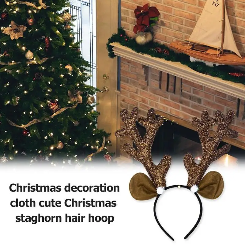 Рождественский обруч для волос с оленьими рогами Ткань Искусство взрослых детей