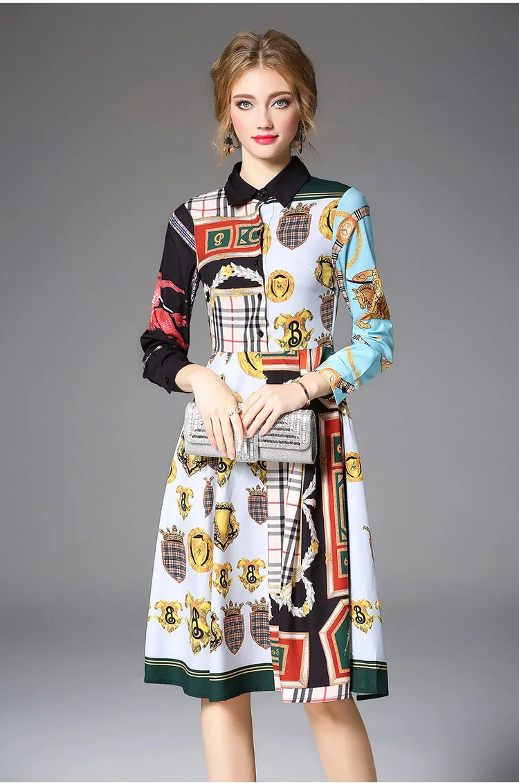 Hebaoli Новая мода женская одежда платье с длинными рукавами тонким отворотом и