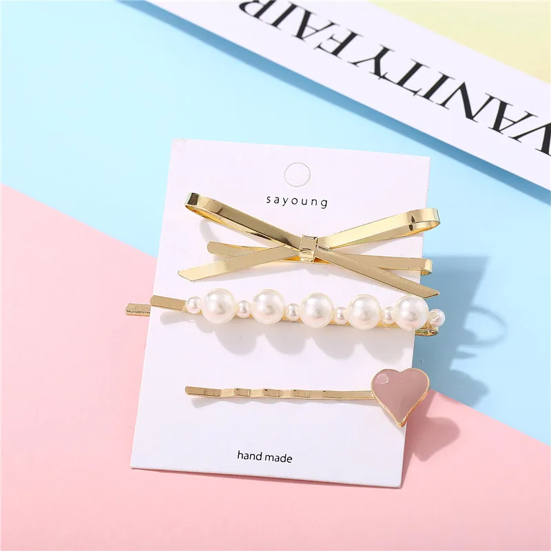 DY050027A1 and gift Купить 1 получить 1 бесплатно Модный корейский комплект заколки для волос с искусственным жемчугом для женщин и девушек серебряные заколки для волос ювелирное изделие Новинка - Окраска металла: DY050027A1 and gift