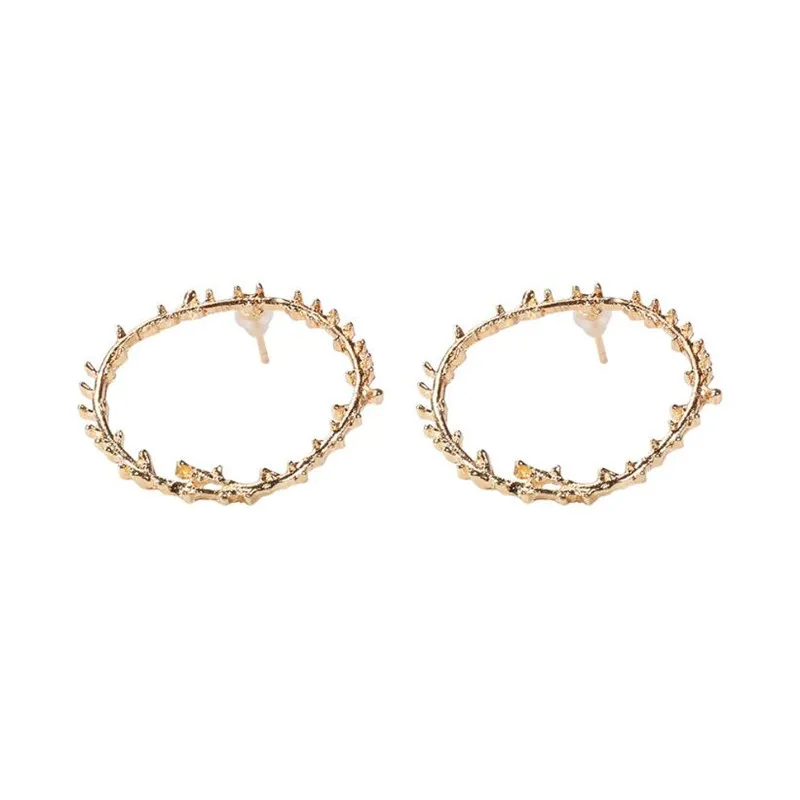 Шикарные золотые полые большие круглые серьги-гвоздики для женщин неправильной