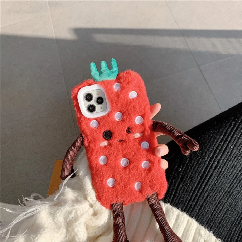 Cartoon Fur cases For iPhone 11 case XS X XR Pro Max 8 Plus Cute three-dimensional Soft Plush Phone Cover iphone 7 xr coque |