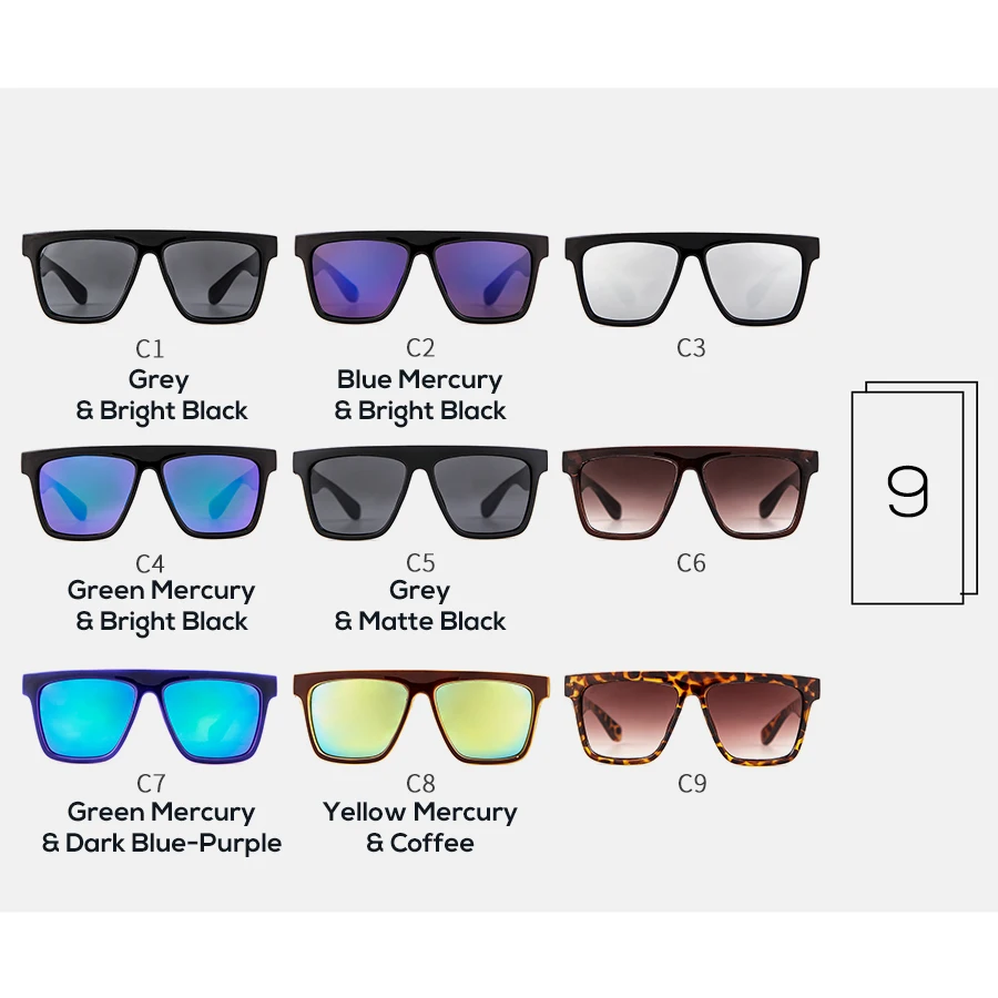 Мужские зеркальные солнцезащитные очки в стиле ретро с плоским верхом|Мужские