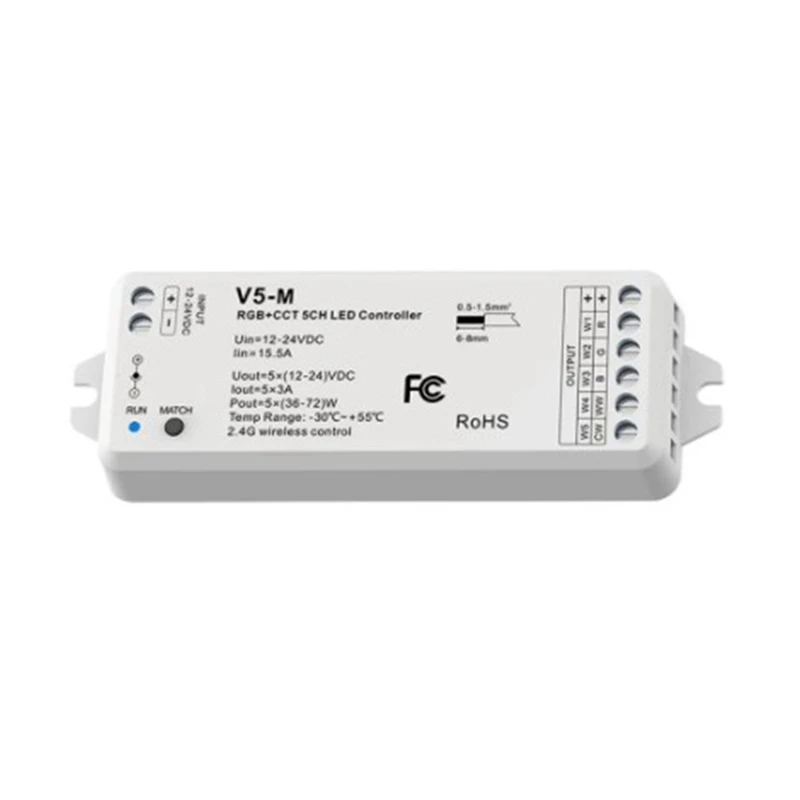 

Светодиодный контроллер RGBCCT 12-24 В 5CH PWM RF беспроводной дистанционный смарт-контроллер Wi-Fi RGB WW для светодиодной ленты 5050 RGB RGBCCT