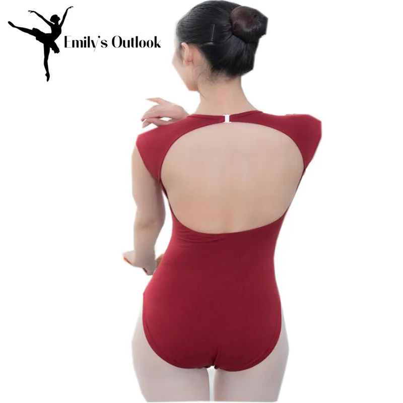 Women's Sexy Sleeveless Ballet Dance Leotard Open Back Gymnastics Bodysuit Team Basic Cotton Dancewear V Neck  Black