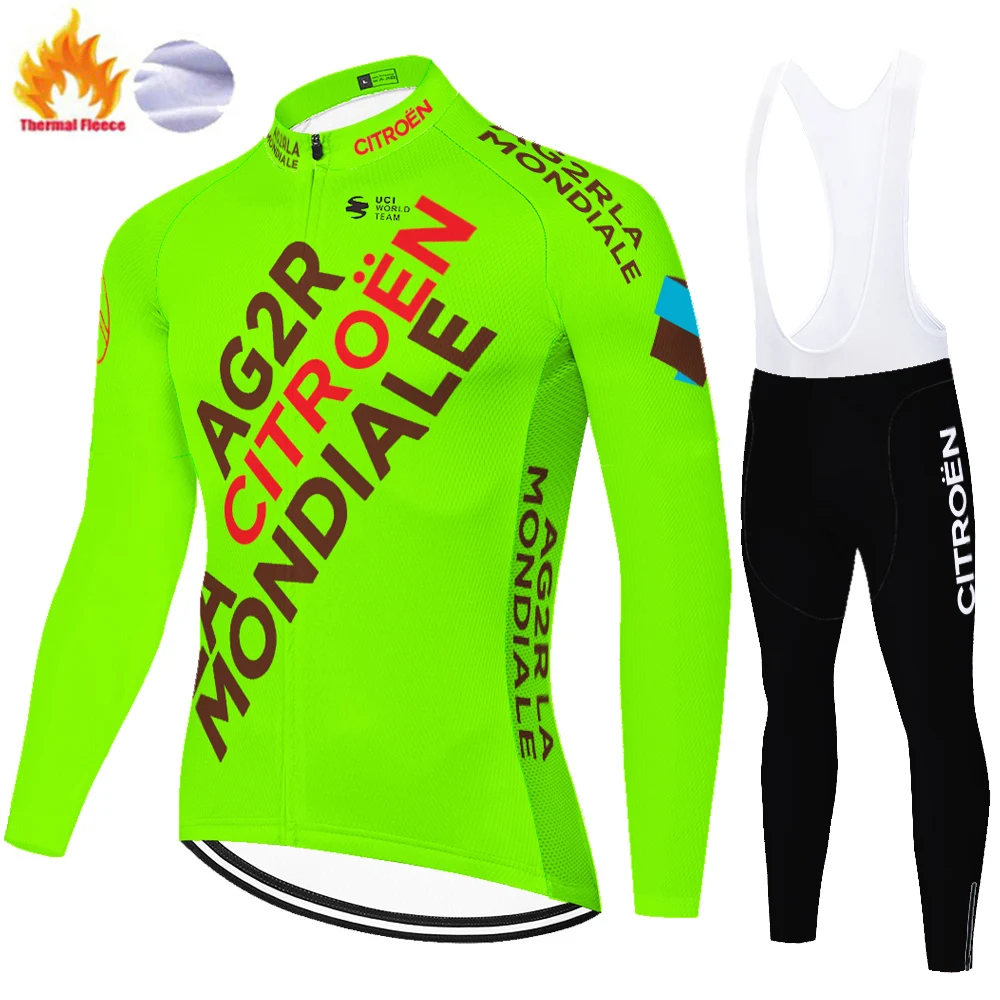 Зимняя Тепловая флисовая уличная велосипедная кофта AG2R с длинным рукавом 2020 |