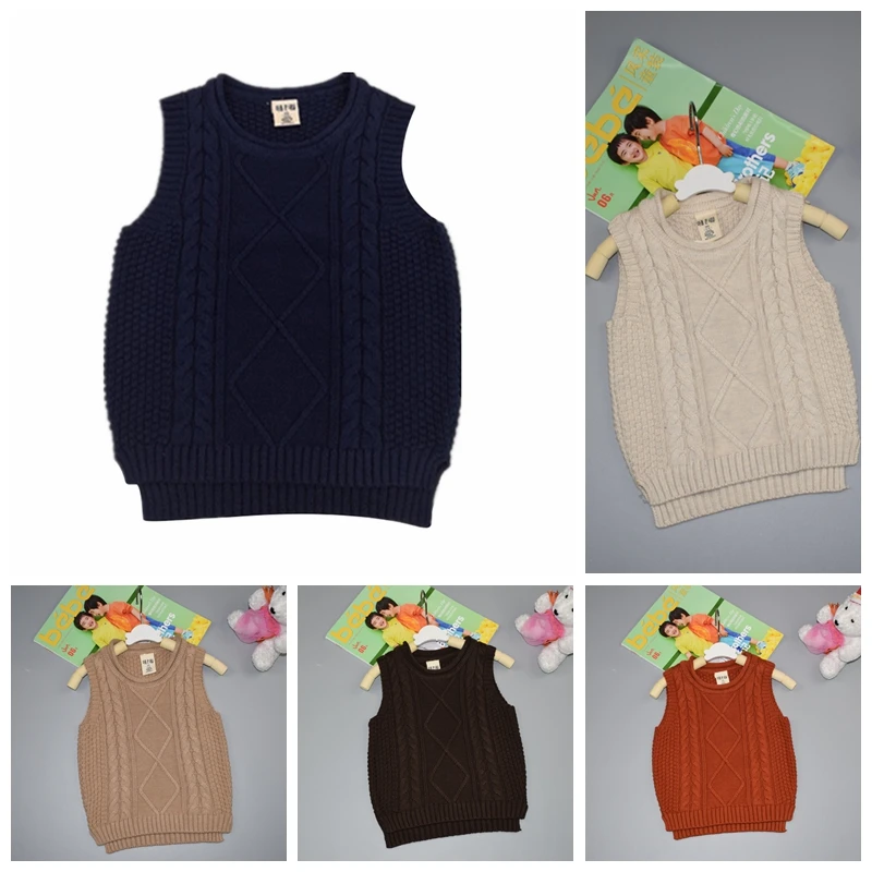 

2020 Knitted Vest Sweater Coat Pullover Tops Winter Sleeveless Sweaters Cotton Casual Style Clothing Kids Coat Costume