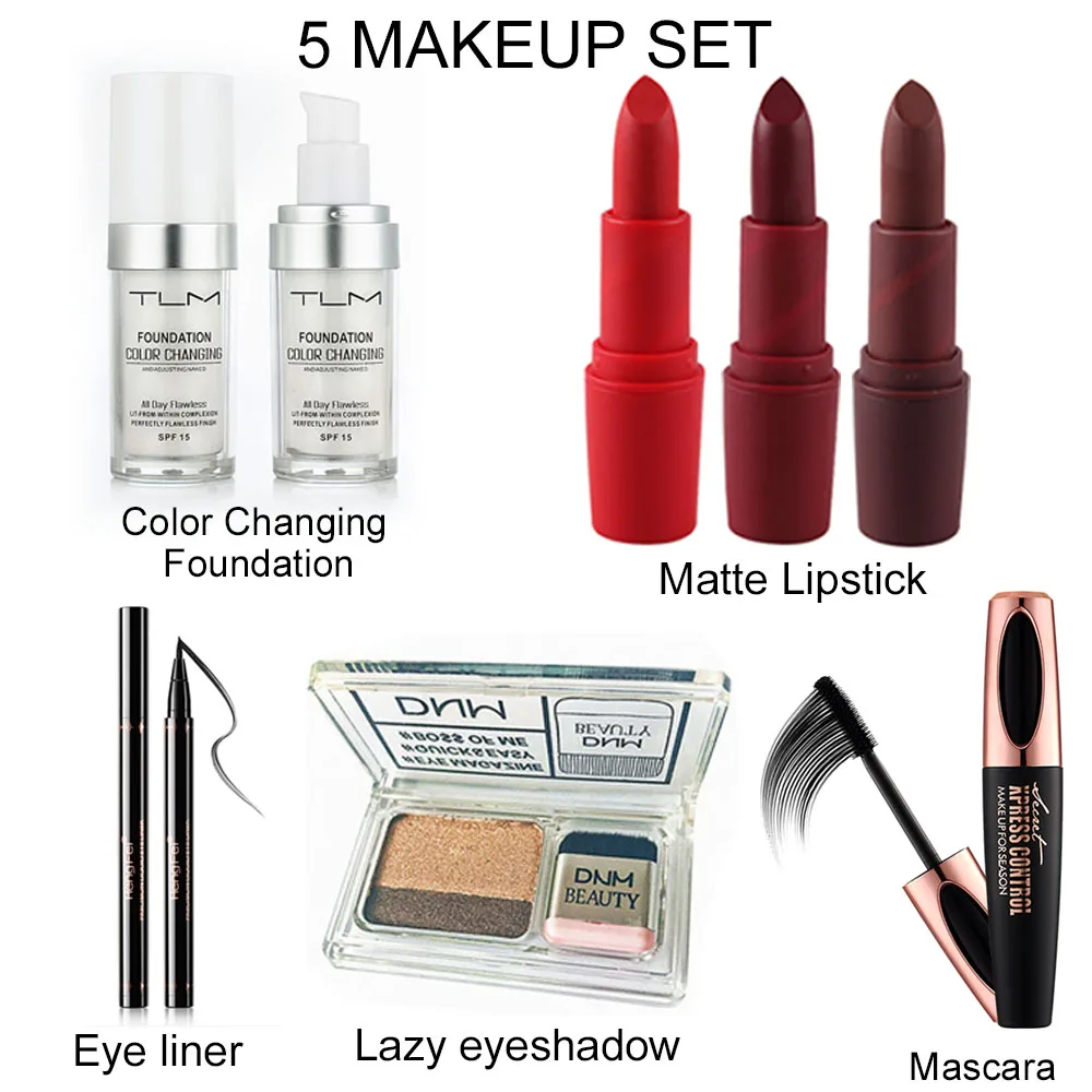 5 Makeup set Женский подарочный набор для макияжа, повседневный косметический набор для макияжа, наборы для макияжа для женщин, включая тени для век, помаду, подводку для глаз, тушь, основа - Цвет: 5 Makeup set