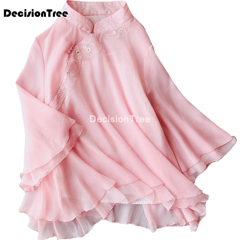 

2021 chinese traditional clothing women classic embroidery tang suit qipao shirts hanfu ethnic vintage chinese cheongsam blouse