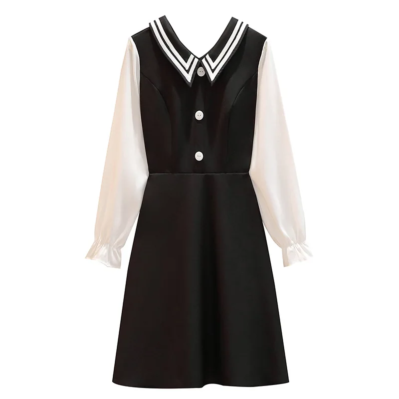 Шифоновое платье большого размера с рукавами фонариками новинка весны осени 2021