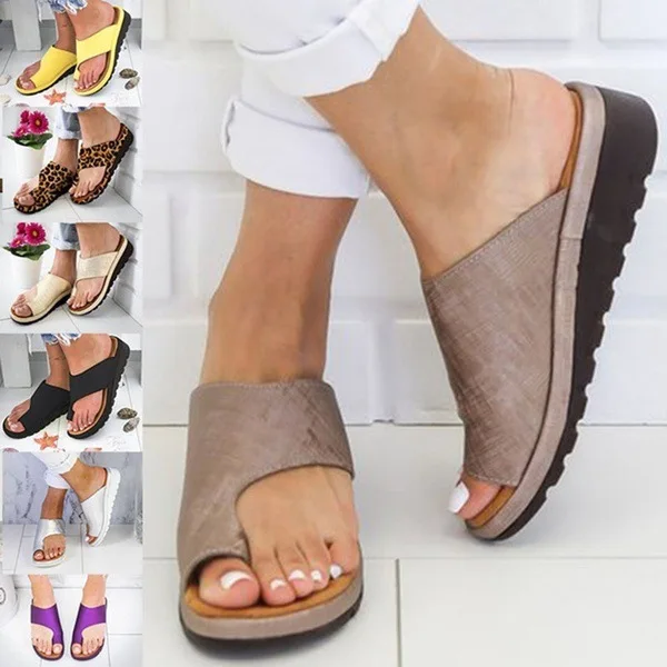 

2021 Women Sandals Cozy Plain Shoes Flat Platform Ladies Casual Big Toe Correction Sandals Orthopedic Bunion Corrector Flip Flop