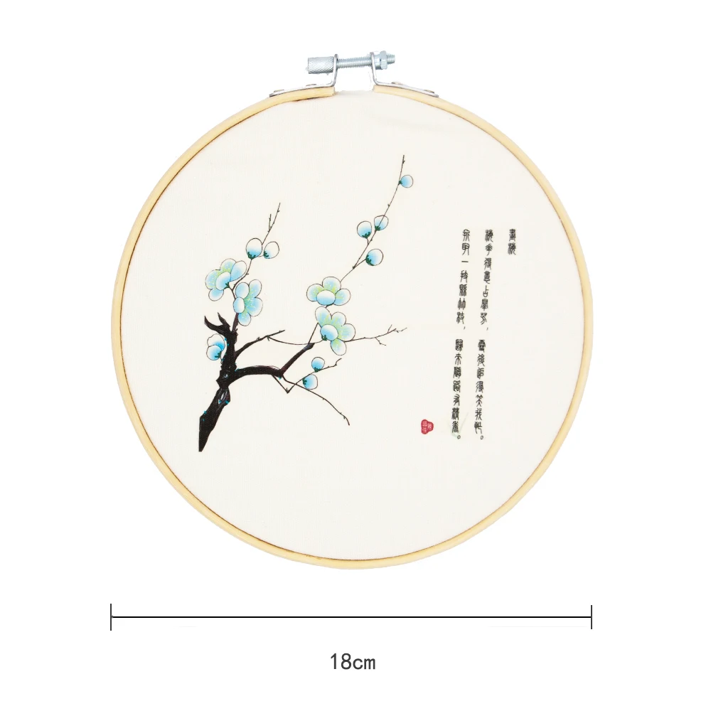 

One piece handmade wall desk decoration home shop bar wedding scene ornament Cotton canvas hand painted blue wintersweet QC-1817