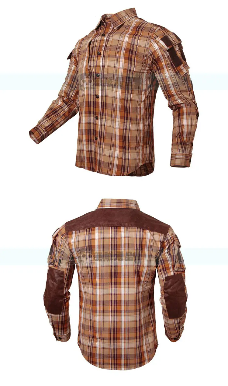 Yellow plaid WZJP шотландская клетчатая рубашка охотничья рубашка одежда для любовников на открытом воздухе дышащие джинсы - Цвет: Yellow plaid